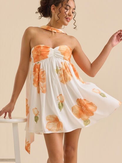 Dallie Strapless Floral Mini Dress - TULLABEE