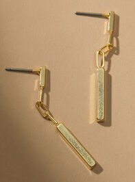18K Gold Bar Chain Dangle Earrings - TULLABEE