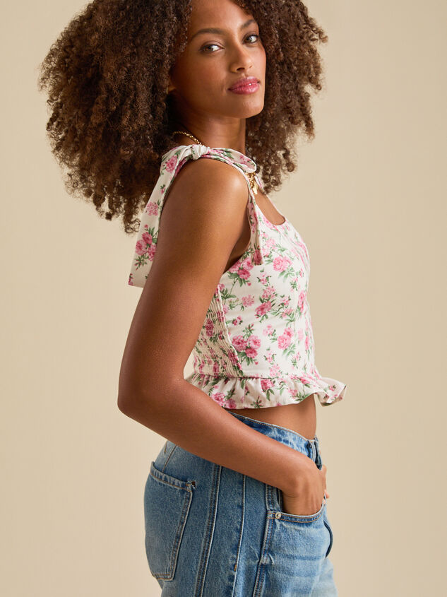Ashlin Floral Corset Peplum Top Detail 3 - TULLABEE