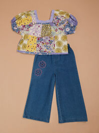Lauren Patchwork Top and Pant Toddler Set Detail 2 - TULLABEE