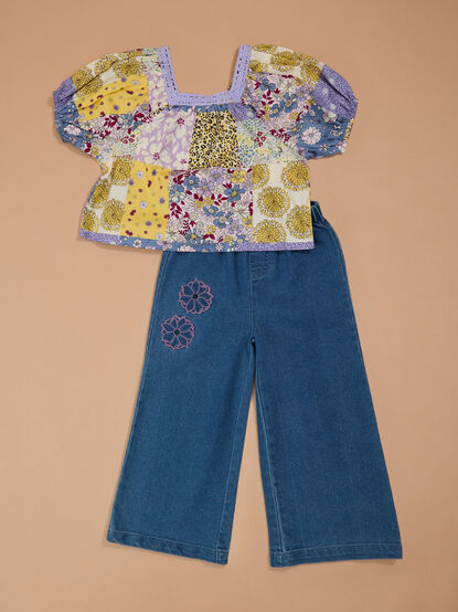 Lauren Patchwork Top and Pant Toddler Set - TULLABEE