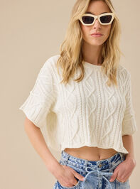 Emma Cable Cropped Sweater Detail 3 - TULLABEE