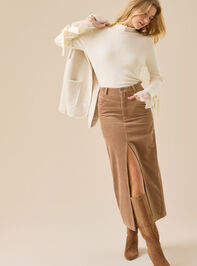 Gabrielle Corduroy Midi Slit Skirt Detail 5 - TULLABEE