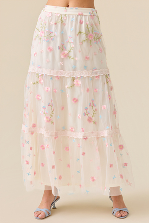 Ambrose Floral Embroidered Maxi Skirt - Altar'd State