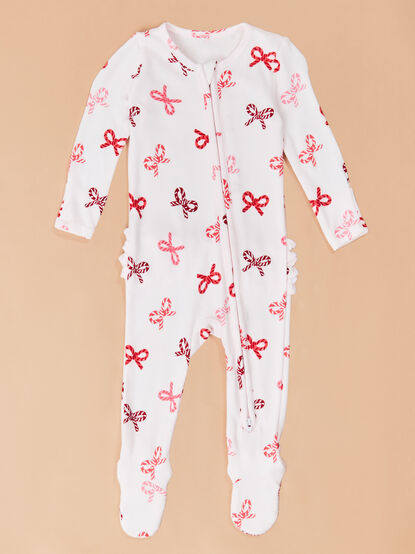 Candy Cane Cutie Ruffle Footie - TULLABEE
