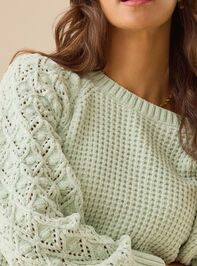 Hailey Chenille Pointelle Sweater Detail 3 - TULLABEE