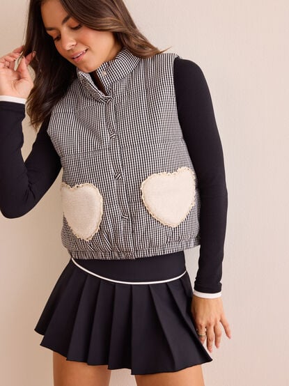 Snow Ridge Gingham Puffer Vest - TULLABEE