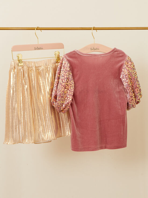 Kyra Youth Sequin Top and Pleated Skirt Detail 2 - TULLABEE