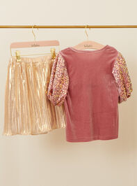 Kyra Youth Sequin Top and Pleated Skirt Detail 2 - TULLABEE