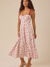 Carmen Floral Bow Tie Midi Dress Detail 3 - TULLABEE