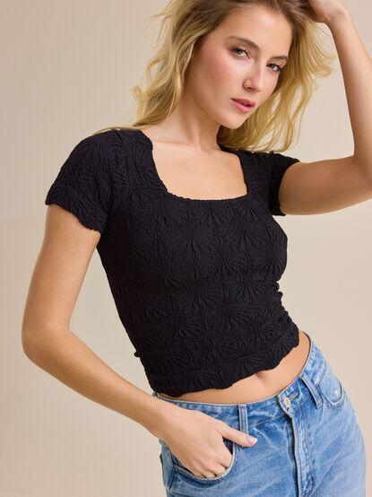 Blaire Short Sleeve Seamless Floral Tee - TULLABEE