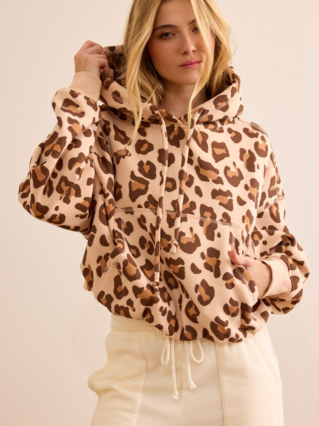 Luxe Leopard Fleece Hoodie Detail 2 - TULLABEE