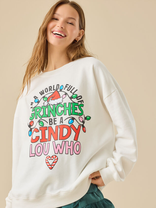 Be Cindy Lou Who  Mama Sweatshirt Detail 2 - TULLABEE