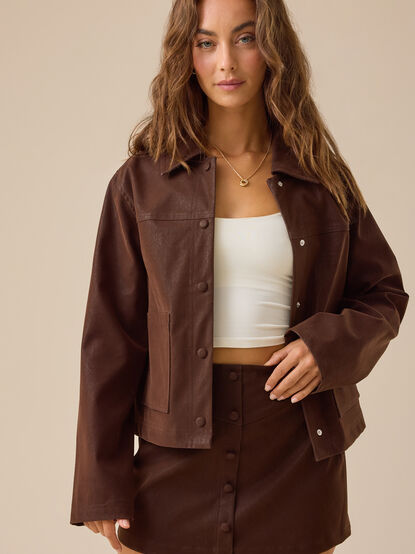 Iris Suede Button Front Mini Skirt - TULLABEE