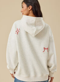 Plaid Bow Embroidered Sweatshirt Detail 5 - TULLABEE