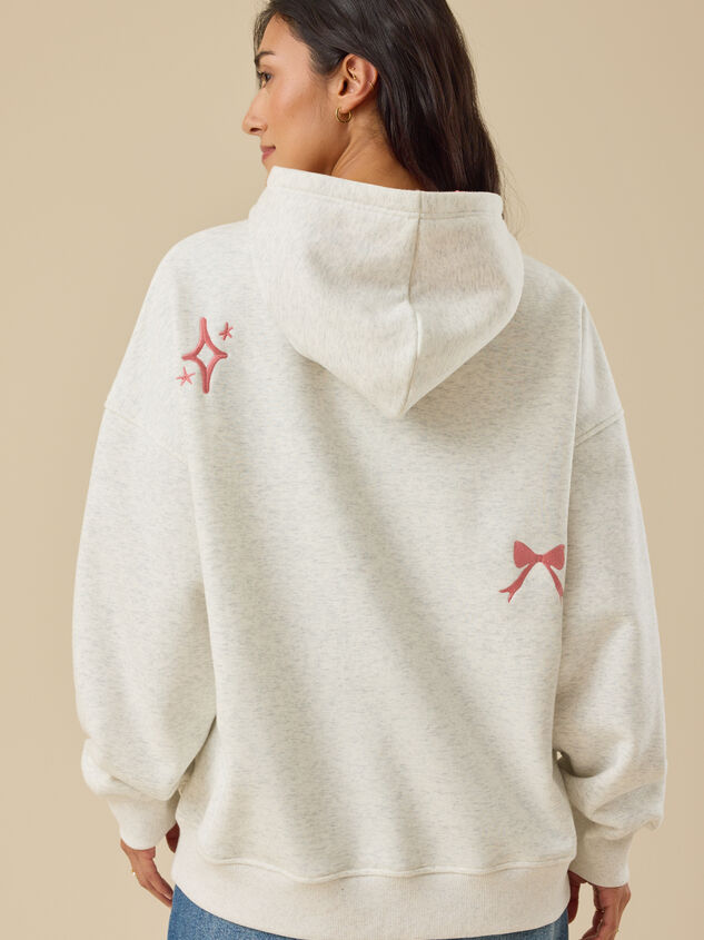 Plaid Bow Embroidered Sweatshirt Detail 5 - TULLABEE