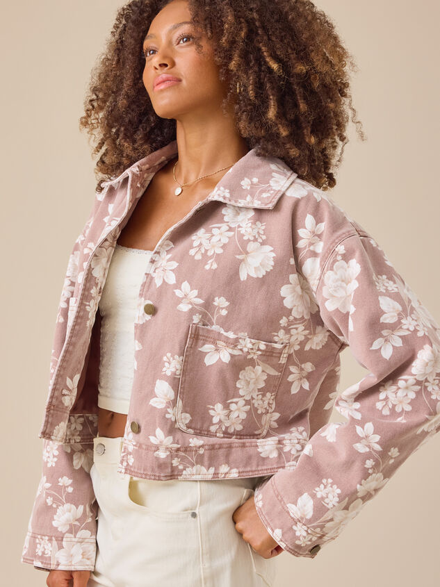 Loretta Cropped Floral Jacket Detail 4 - TULLABEE
