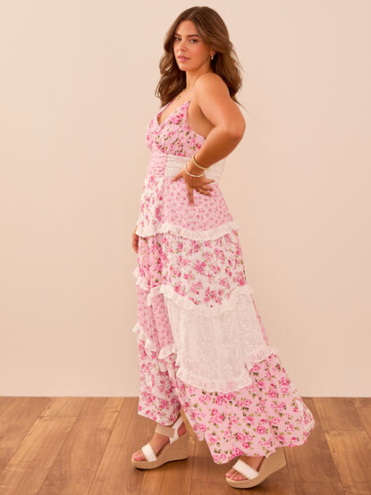 Adernia Patchwork Floral Maxi Dress - TULLABEE