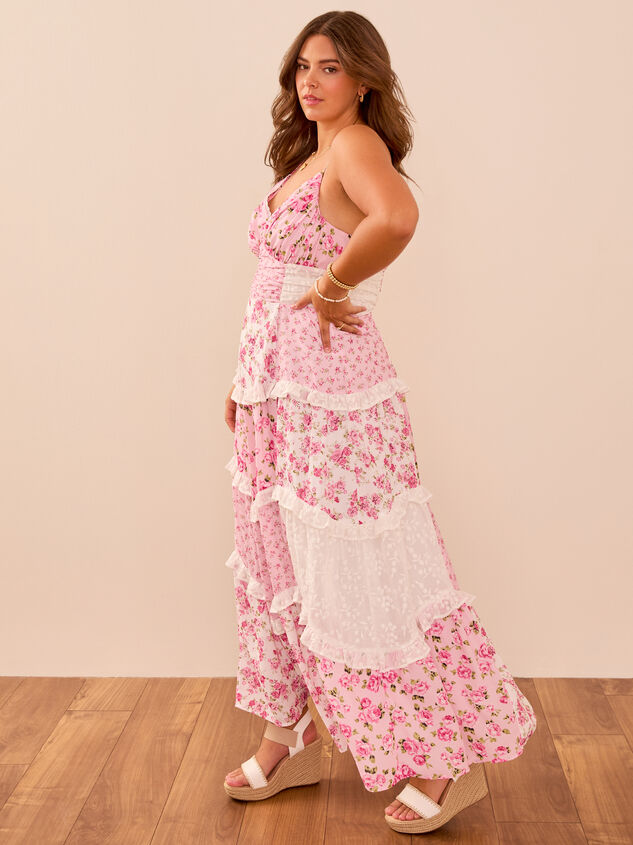 Adernia Patchwork Floral Maxi Dress Detail 2 - TULLABEE