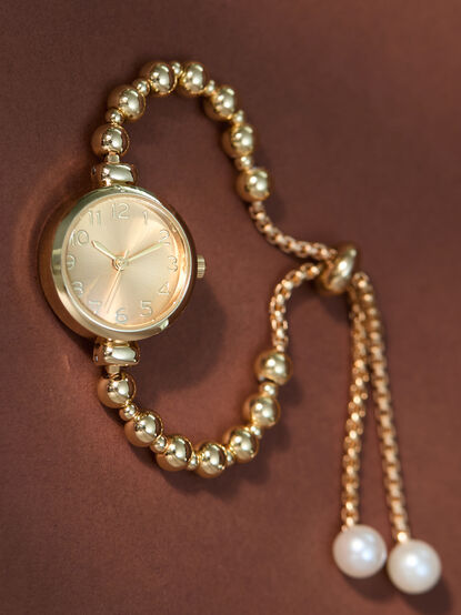 Gold Beaded Pull Tie Watch - TULLABEE