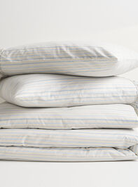 Piper Stripe Ruffle Cotton Duvet Cover Detail 3 - TULLABEE