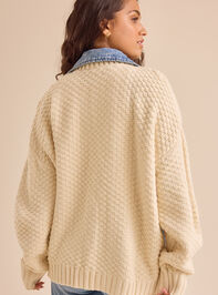 Hadley Cable Denim Mixed Cardigan Detail 5 - TULLABEE