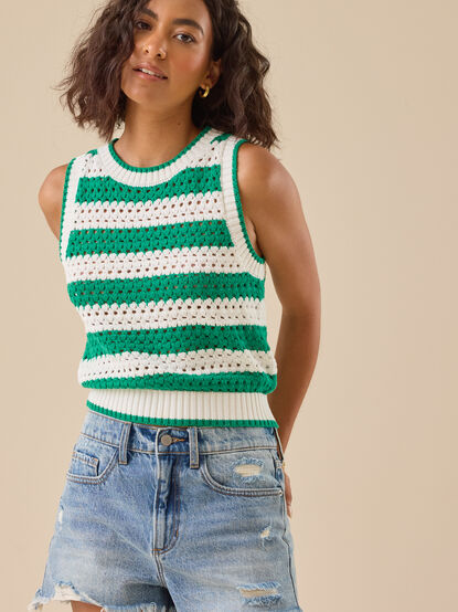 Ivy Crochet Stripe Vest - TULLABEE