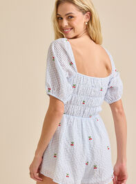 Natalia Cherry Gingham Romper Detail 2 - TULLABEE