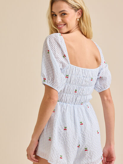 Natalia Cherry Gingham Romper - TULLABEE