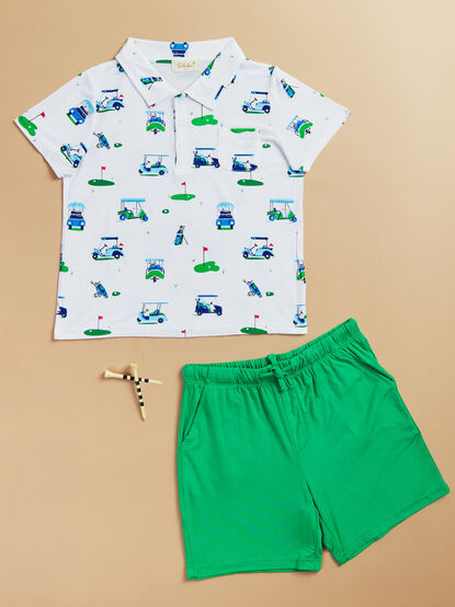 On The Green Polo Top and Shorts Set - TULLABEE