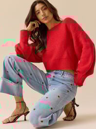 Lovella Embroidered Heart Jeans - TULLABEE