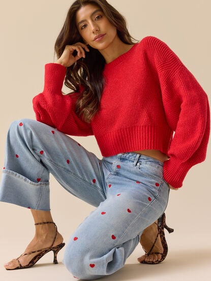 Lovella Embroidered Heart Jeans - TULLABEE