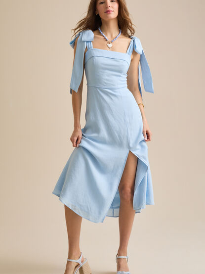 Wrenlee Bow Tie Midi Dress - TULLABEE
