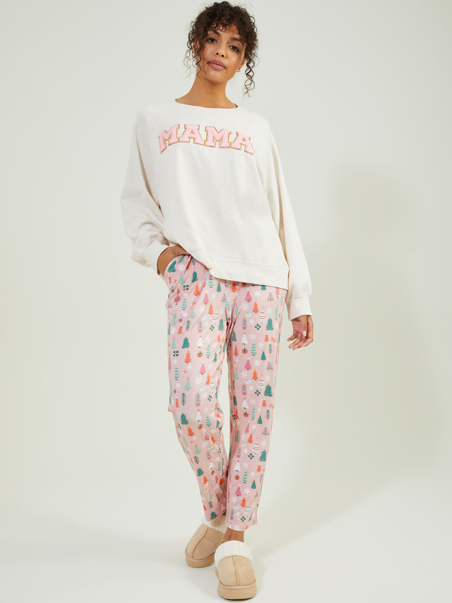 All Spruced Up Pink Adult Pajama Pants Tullabee