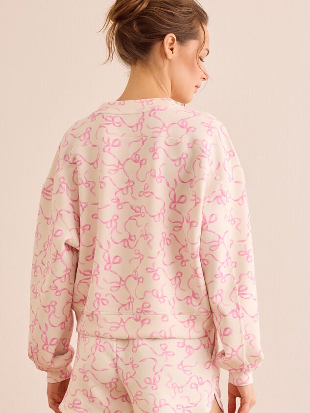 Blush Bow Supersoft Crew Pullover Detail 5 - TULLABEE