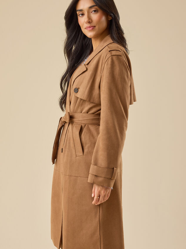 Christie Suede Trench Coat Detail 4 - TULLABEE
