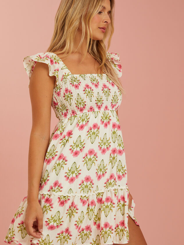 Bree Floral Mini Dress Detail 3 - TULLABEE