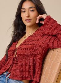 Livvy Ruffle Tie Front Top Detail 4 - TULLABEE