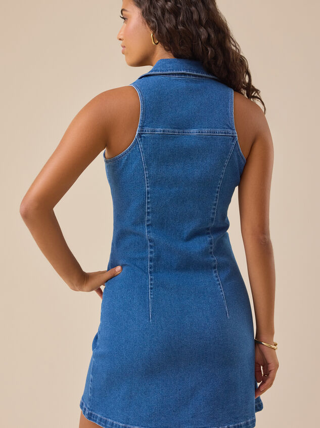 Penelope Collared Denim Dress Detail 5 - TULLABEE