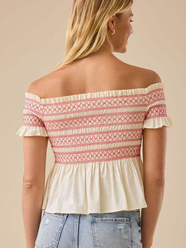 Norma Off-Shoulder Smocked Top Detail 4 - TULLABEE