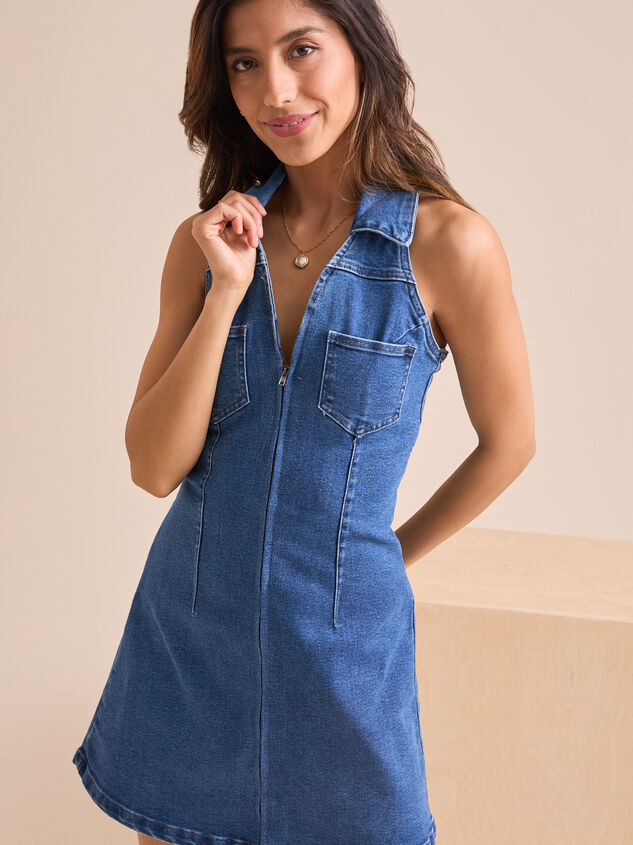 Penelope Collared Denim Dress Detail 3 - TULLABEE