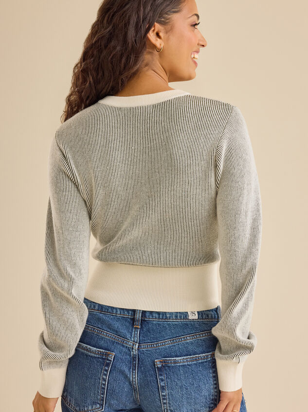 Lyla Banded Hem Stripe Sweater Detail 3 - TULLABEE