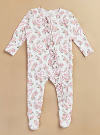 Amelia Floral Bow Ruffle Footie Detail 2 - TULLABEE