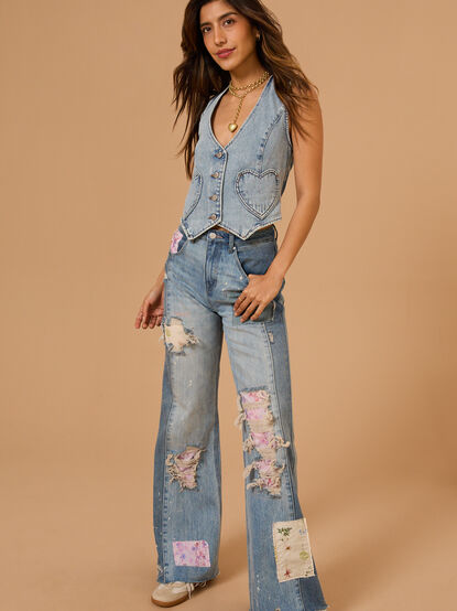 Mia Heart Pocket Denim Vest - TULLABEE