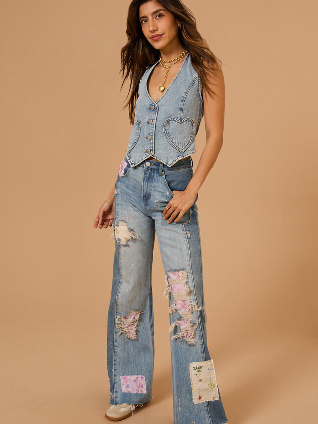 Mia Heart Pocket Denim Vest - TULLABEE