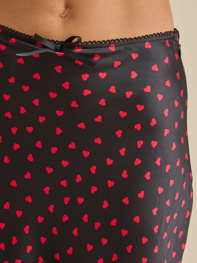 Heart Satin Midi Skirt Detail 3 - TULLABEE