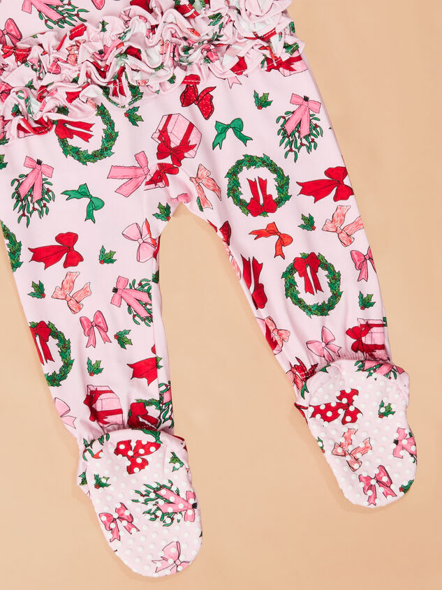 Christmas Cheer Ruffle Footie Detail 3 - TULLABEE