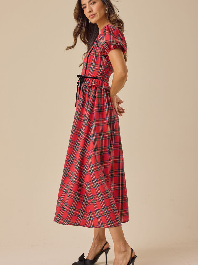 Morgan Puff Sleeve Plaid Dress Detail 3 - TULLABEE