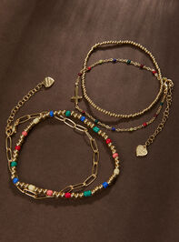 Painted Bead Cross Bracelet Set Detail 2 - TULLABEE
