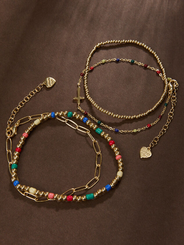 Painted Bead Cross Bracelet Set Detail 2 - TULLABEE